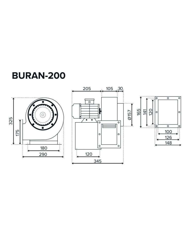 Вентилятор радиальный BURAN 200 220V Пр0 2полюс ERA PRO