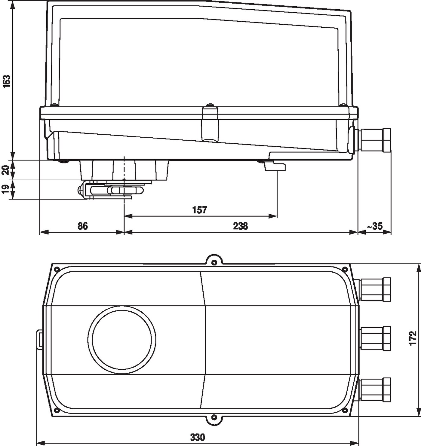 Габаритный чертёж Belimo GK24G-SR