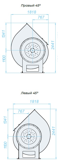 Аэродинамические характеристики, габаритно-присоединительные размеры — Вентилятор радиальный SVR 11,2 DU